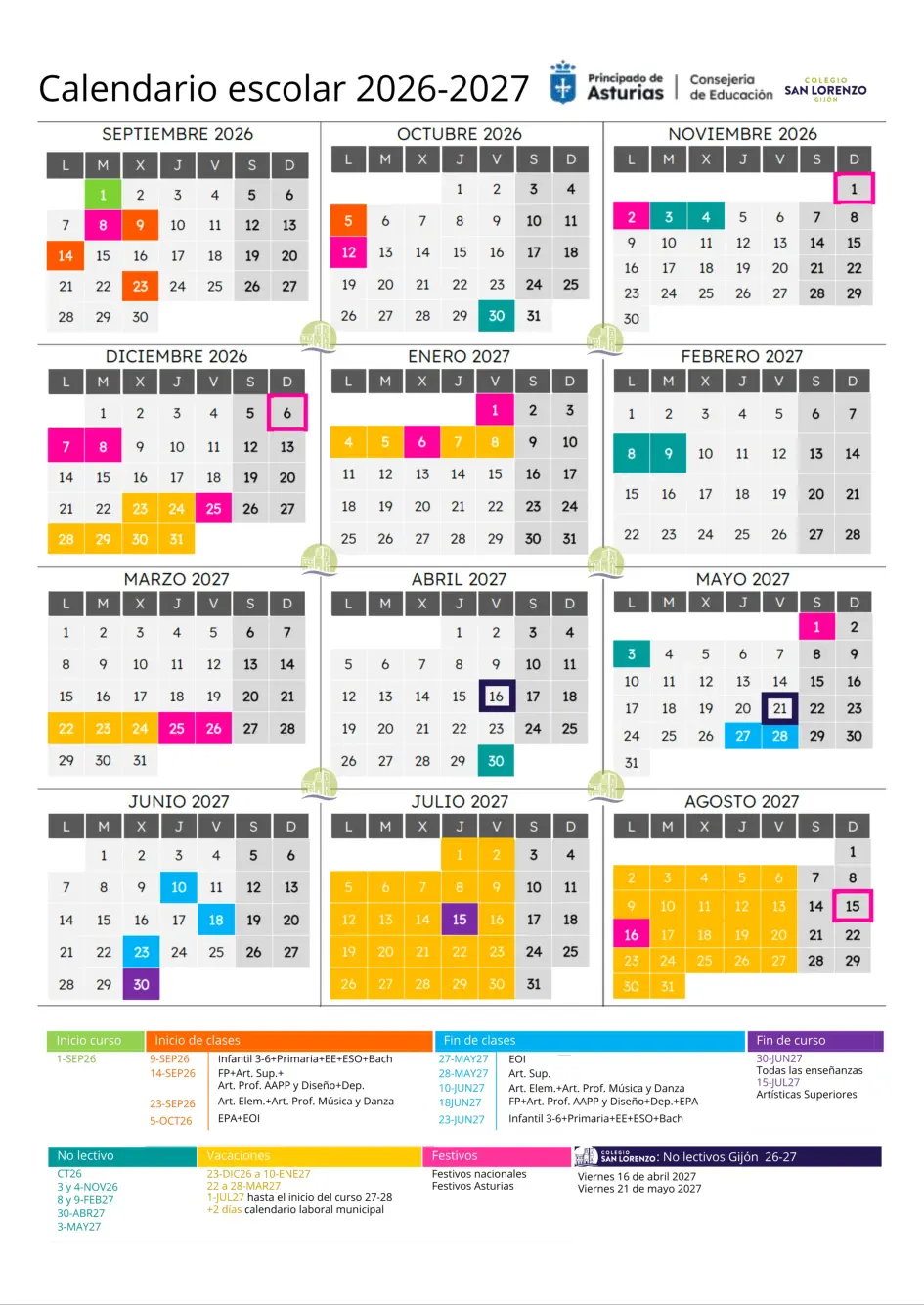 calendario escolar 2026 2027